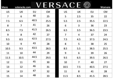 versace footbed size chart.